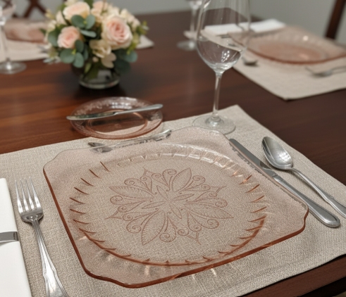 Jeannette Depression Glass Adam Pink Dinner Plate - Single Replacement or Small Platter