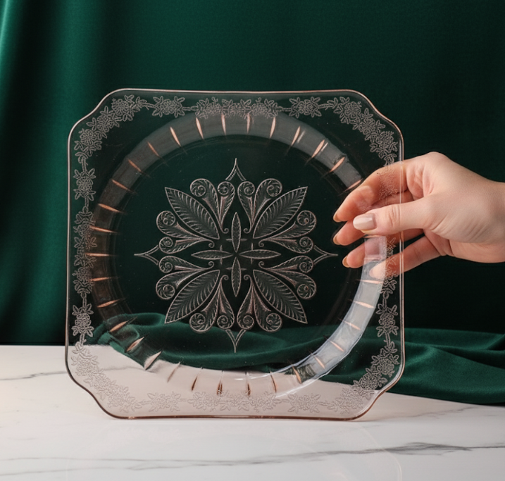 Jeannette Depression Glass Adam Pink Dinner Plate - Single Replacement or Small Platter