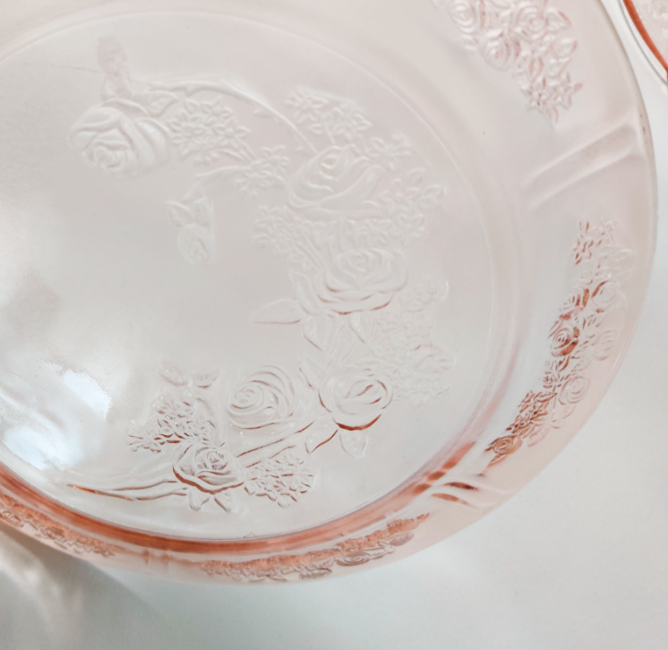 Vintage Federal Glass "Cabbage Rose" Pink Depression Glass Plate - Single Replacement or Small Platter