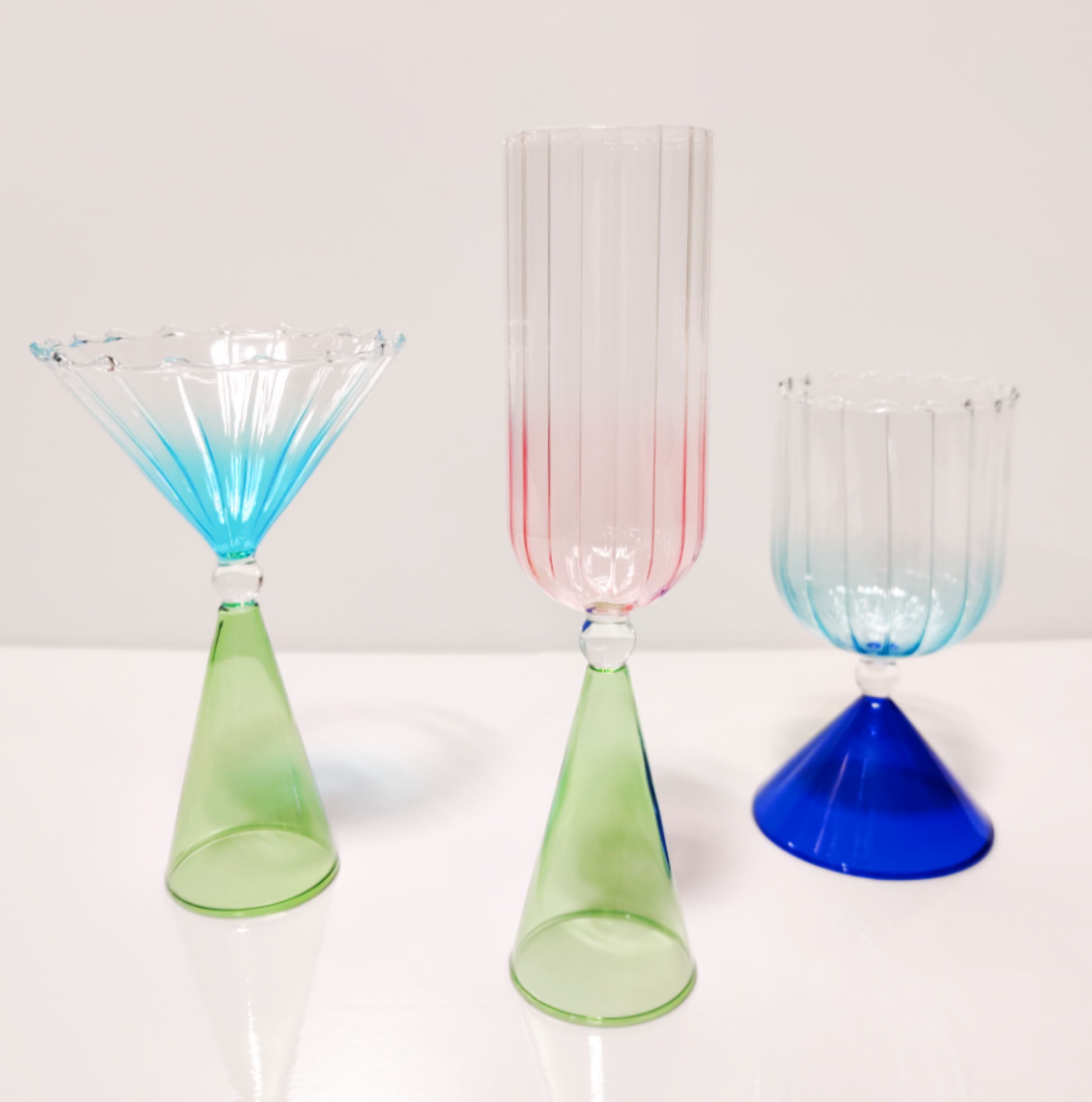 Mid-Century Modern Hand-Blown Cocktail Glasses