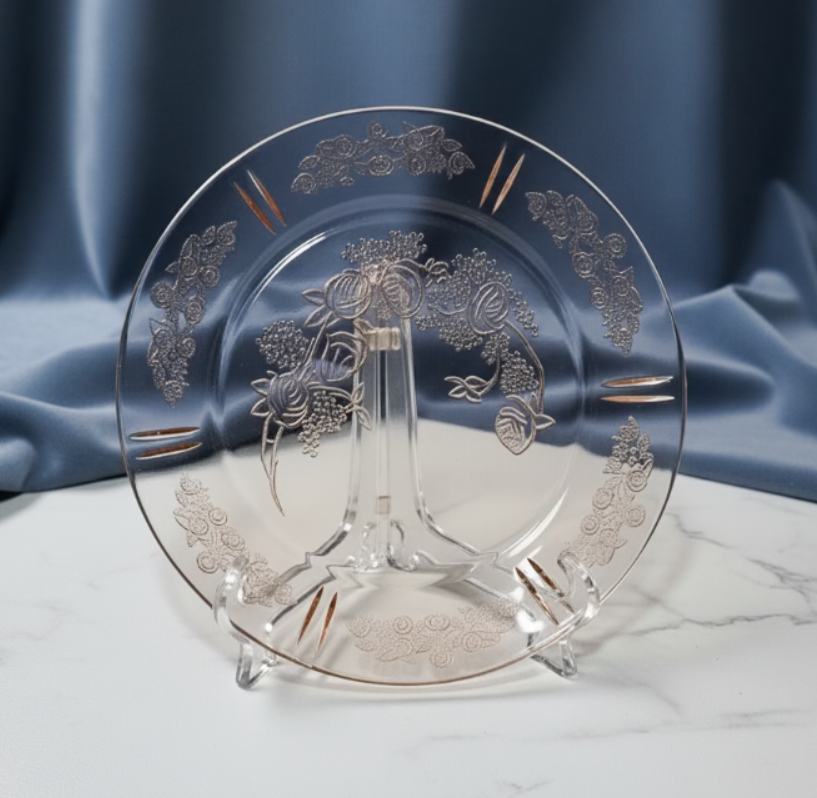 Vintage Federal Glass "Cabbage Rose" Pink Depression Glass Plate - Single Replacement or Small Platter