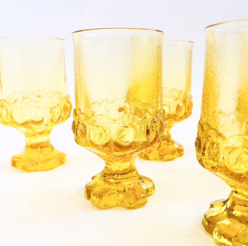 Set of 6 Franciscan Madeira Cornsilk Yellow Footed 6 oz Goblets